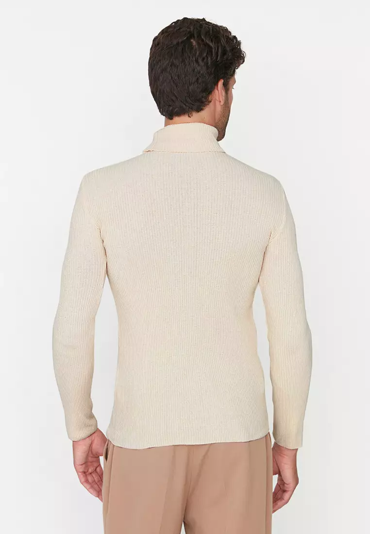 Slim Fit Turtleneck Corduroy Knit Sweater