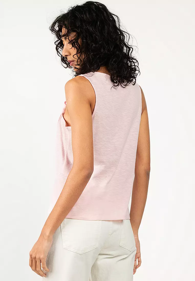 Sleeveless Knot Jersey Tank Top