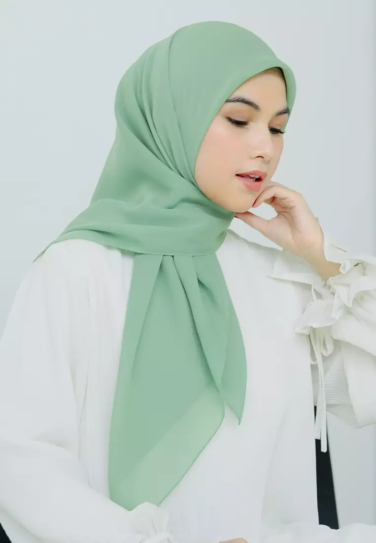 Polly Cotton (Hijab Segiempat Bella Square) Green Mint
