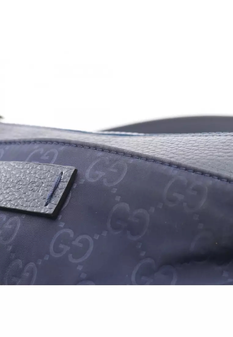 Pre-Loved Gucci GG pattern Shoulder bag Nylon leather Navy