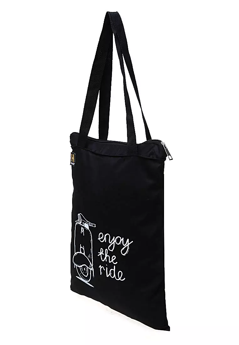 Erico Totebag Pria Vespa Enjoy The Ride Tas Jinjing Kasual Material Drill ORIGINAL - Black