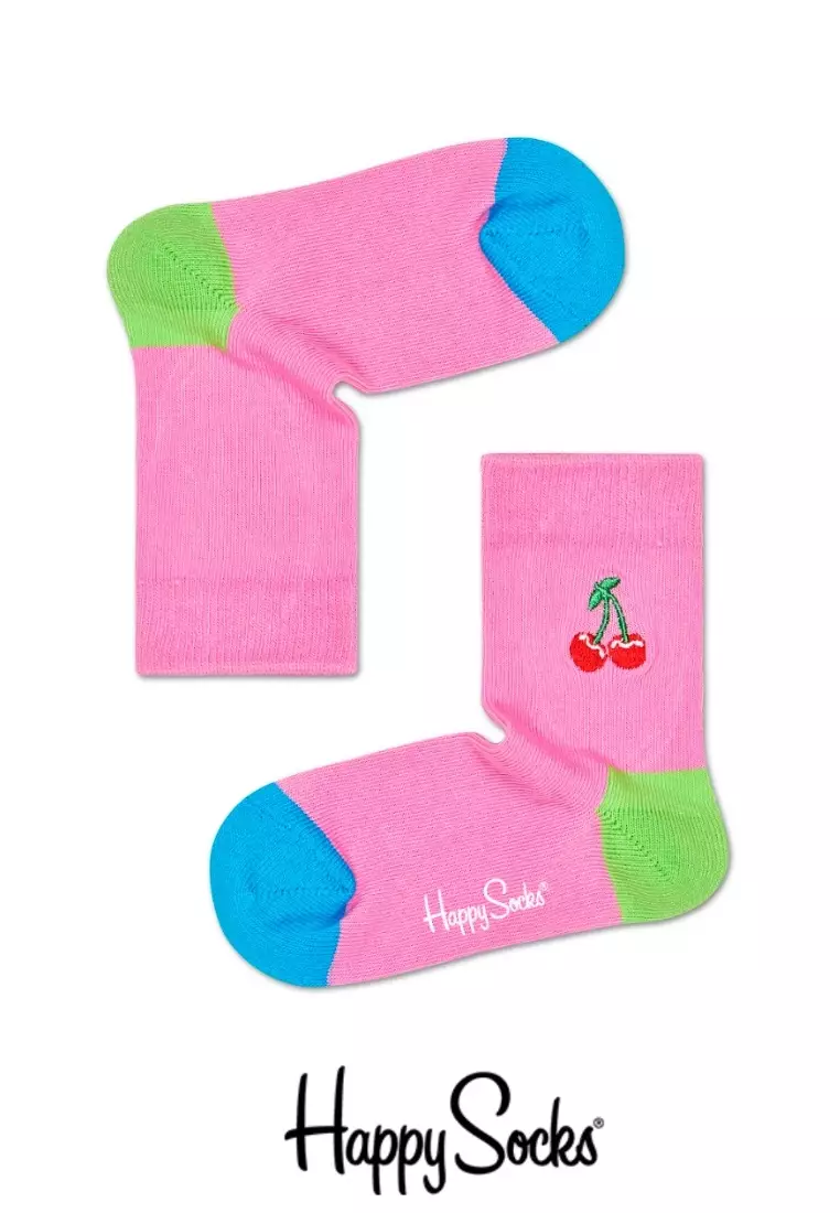 Cherry Embroidery Kids Socks