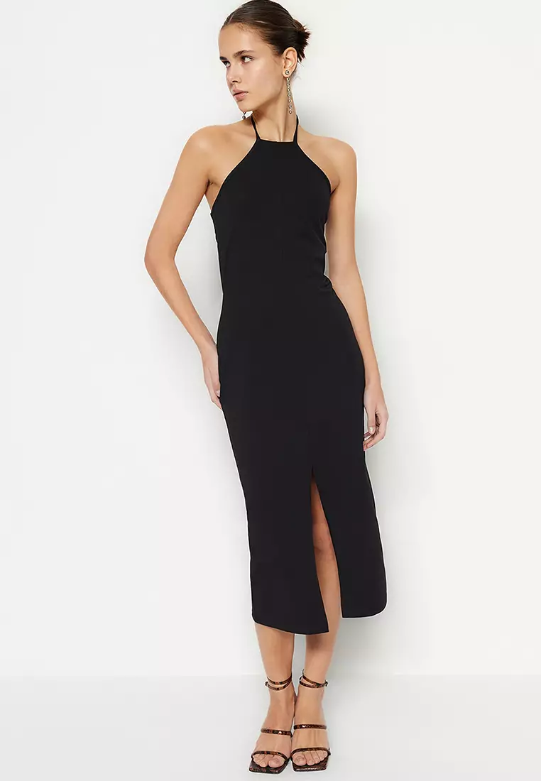 Buy Trendyol Slit Detail Halter Neck Dress Online | ZALORA Malaysia