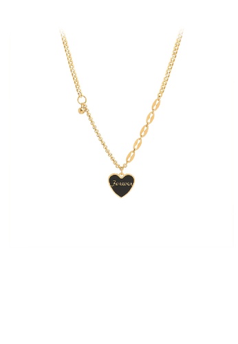Glamorousky silver Fashion Simple Plated Gold 316L Stainless Steel Heart Pendant with Necklace 22E5EAC437EB19GS_1