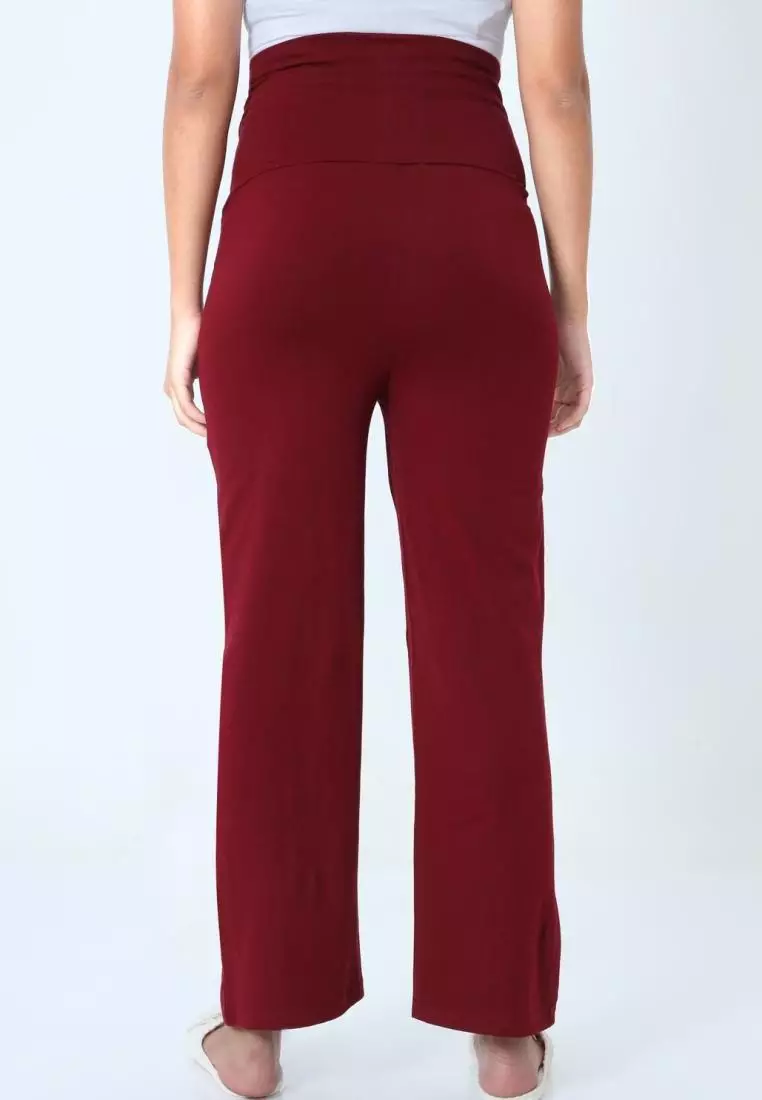 Comfy Maternity Trackpants - Maroon