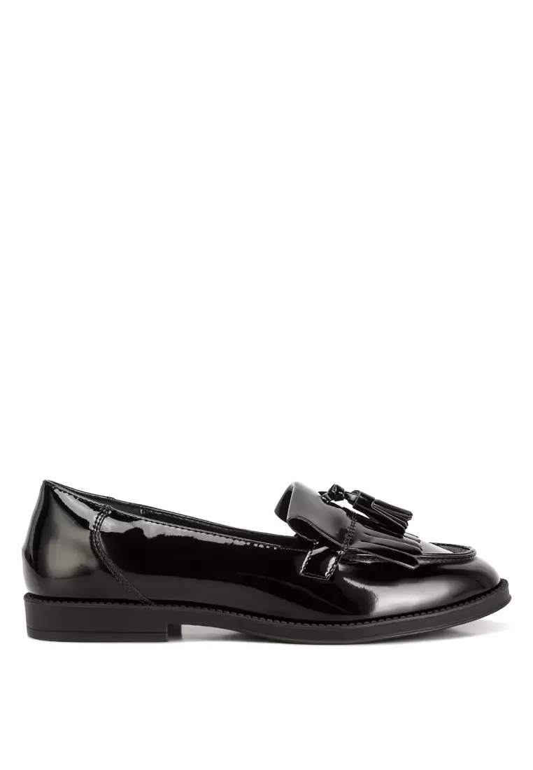 Discount on London Rag  shoes - SKU: Black Tassel Detail Patent Loafers