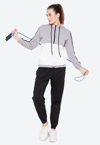 Fitleasure grey Fitleasure Women's Half Zip Up Training/Running Grey Hoodie F9967AABF9AE90GS_1