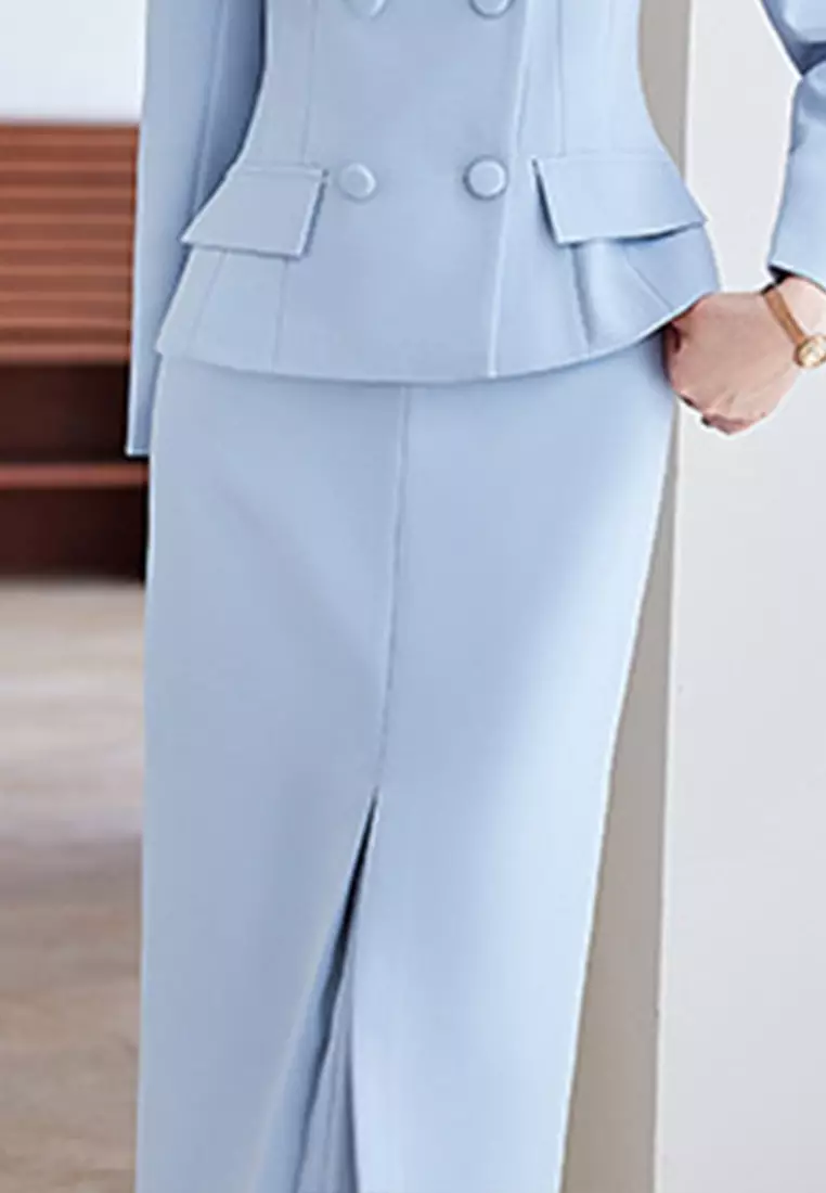 Round Neck Double Breasted Suit Set YGH-EM6621set