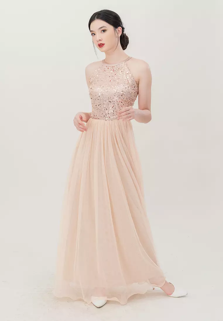 网纱长款晚礼服