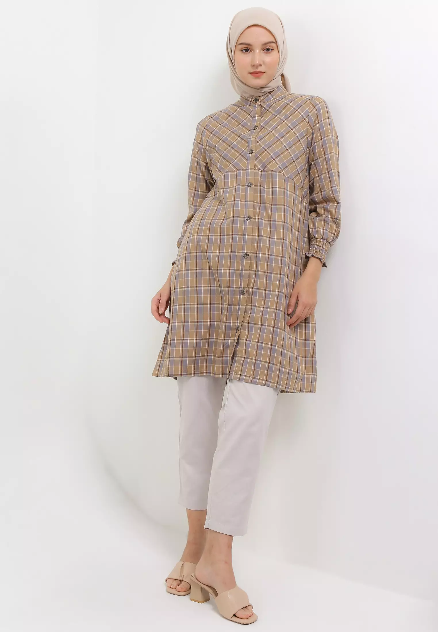 MFMW Rovery Tunik Khaky Motif Kotak