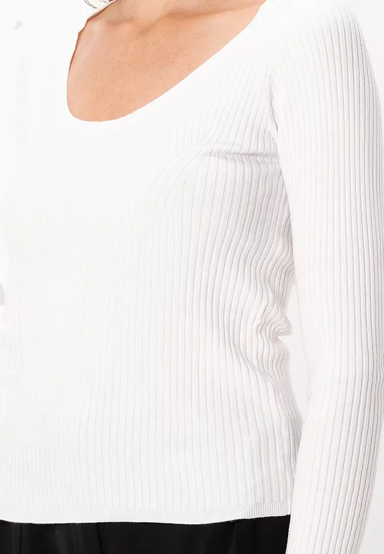Scoop Neck Rib Jumper
