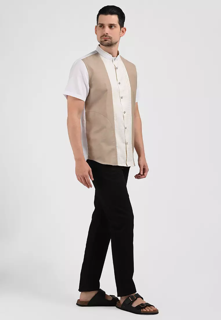 MOC Kemeja Koko Lengan Pendek Pria DAVIAN-KHAKI