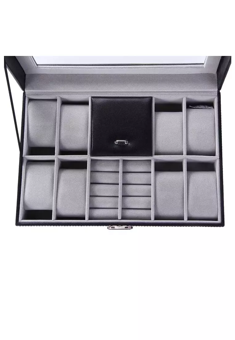Kotak Organizer Perhiasan dan Jam Tangan Luxury Design ORIGINAL -Black