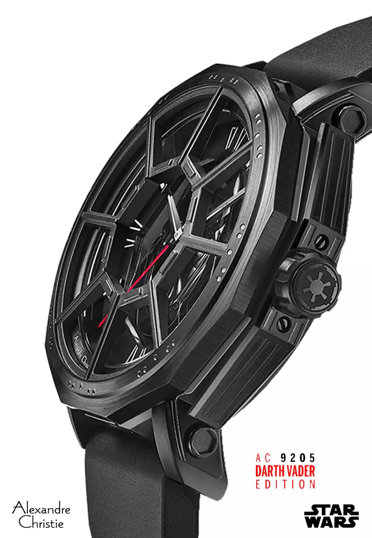 Alexandre Christie Star Wars Darth Vader Limited Edition Gift Set Men Black & White Dial Open Case Stainless Steel Black Premium Rubber 47mm - AC9205MHRDV1