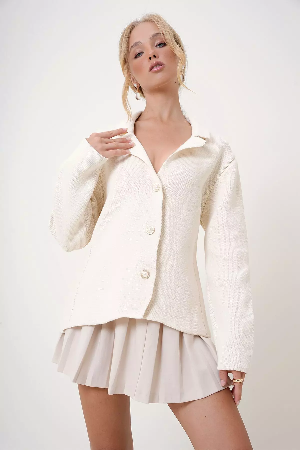Beige Straight Comfort Jacket