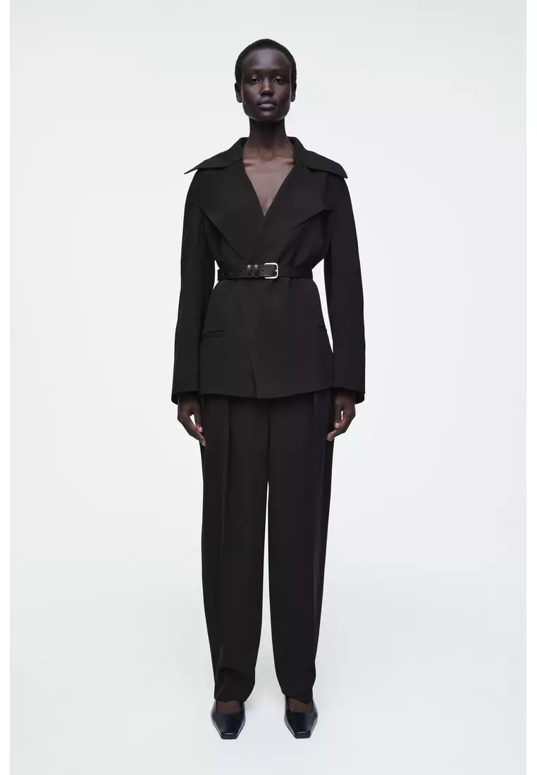 新品 COS コス ラップフロント LINEN JUMPSUIT ブラック 36 【公式通販】