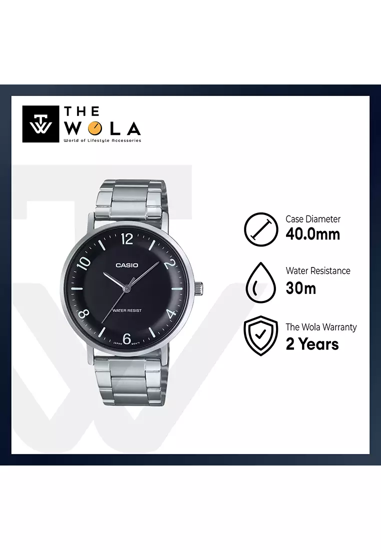 MTP-VT03D-1B Men Analog Watch Silver Stainless Steel Strap