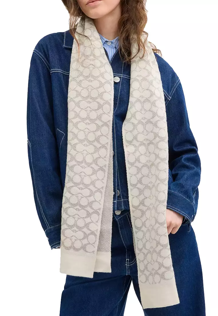 Buy Coach Signature Metallic Knit Scarf Ck719 Online