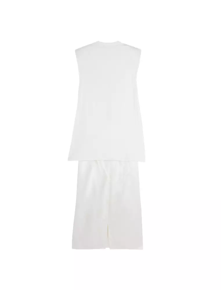 短款拼接無袖連衣裙