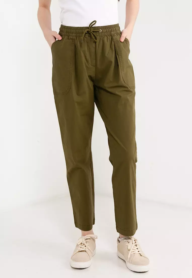 High-Waisted Slouchy Cropped Tapered Workwear Pants for Women