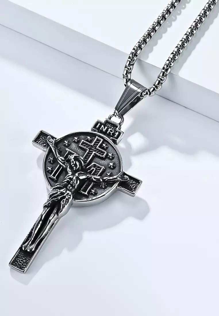 Titanium Steel INRI Cross Pendant Necklace JW QF-DZ641