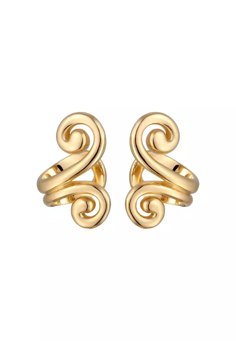 Anting Perhiasan Perak 925 Wanita Spiral Earcuff Gold Plated