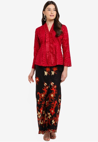 Embroidery Kebaya with Batik Skirt from Seleksi Akma in Red