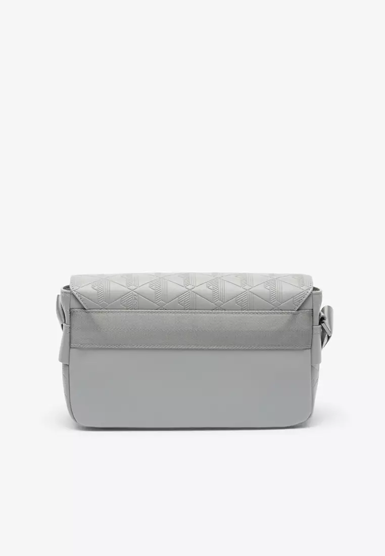 【LACOSTE】NOMOGRAMME Flap Messenger Bag_NU4838M (GREY BLUE) Lacoste Nomogramme Leather Flap Close Bag in Gray for Men | Lyst
