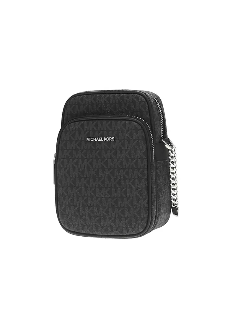 JET SET Women's Black Signature Pattern Crossbody Bag In Black 35F1STVC2B