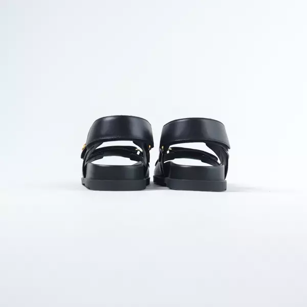 Sandal GUCCI GG GHW BLACK LEATHER STRAP SANDAL 100% ORIGINAL