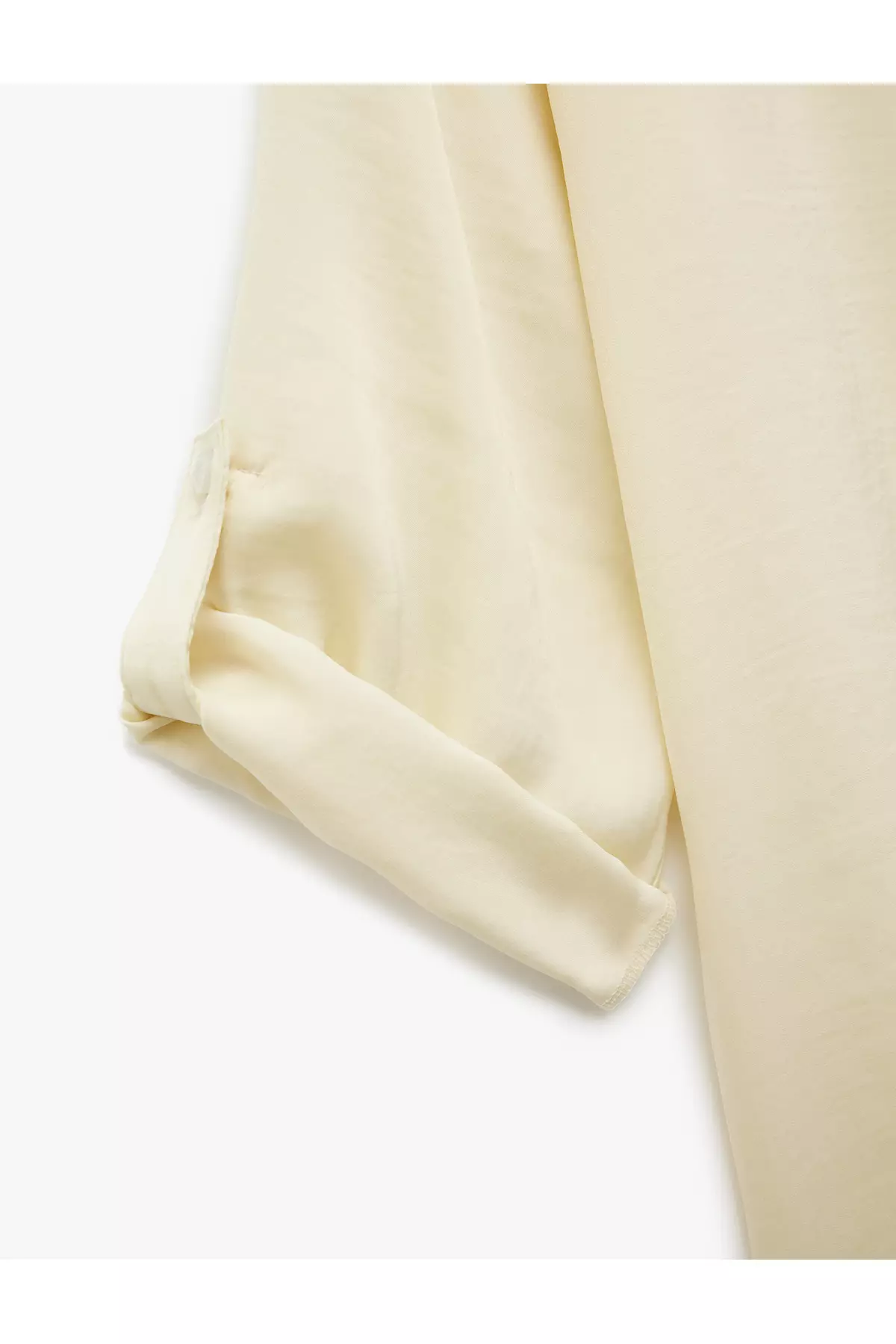 Aerobin Fabric Fleece Collar 3/4 Sleeve Satin Blouse