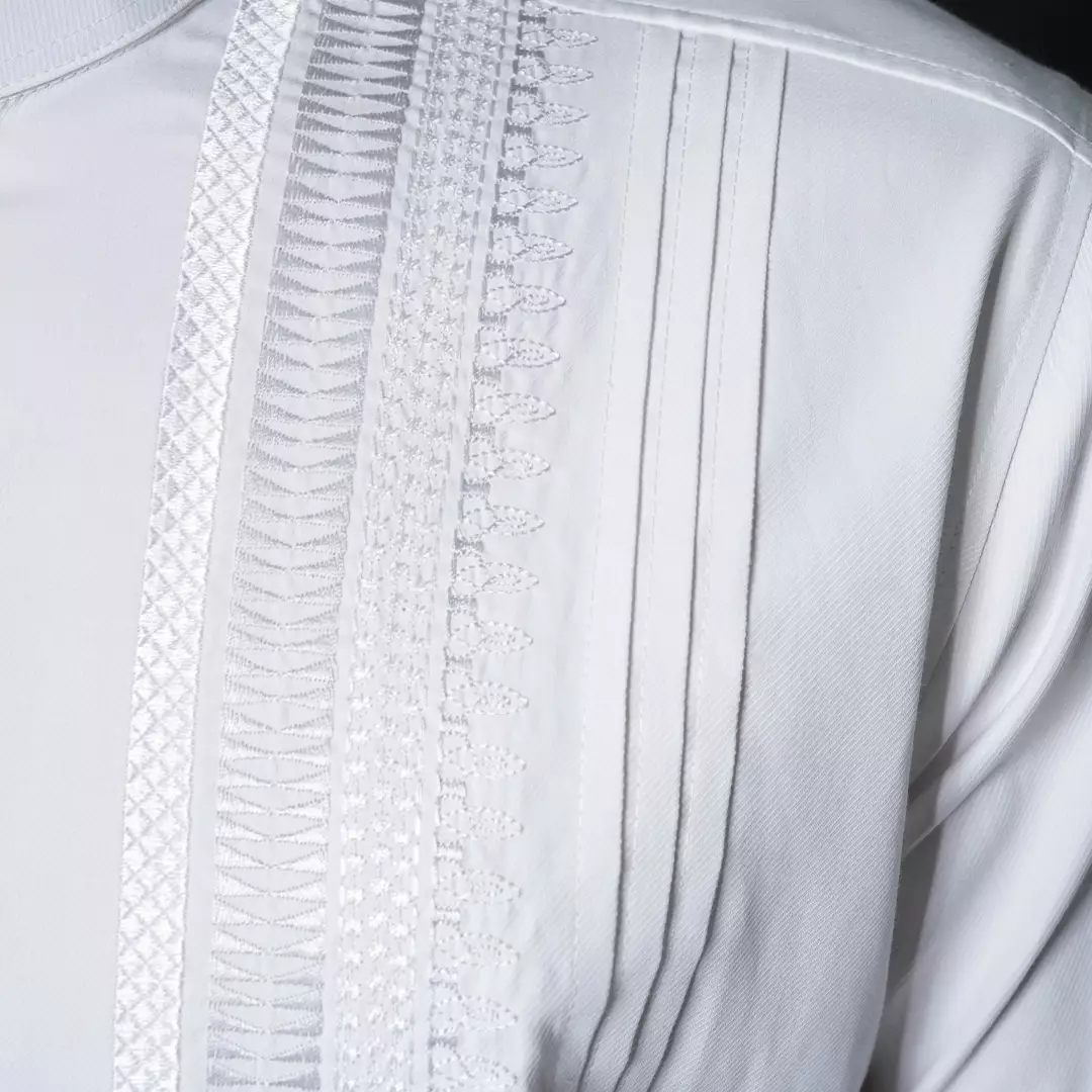 Casella Baju Koko Pria Lengan Pendek Bordir Pleats Design 4947 White