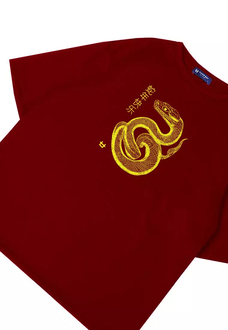 MTT90 Kaos Merah Imlek Oversize Bahan Tebal Scubalux "polymesh snake" merah maroon
