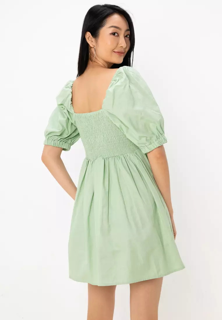 Mini Smock Dress With Shirred Back