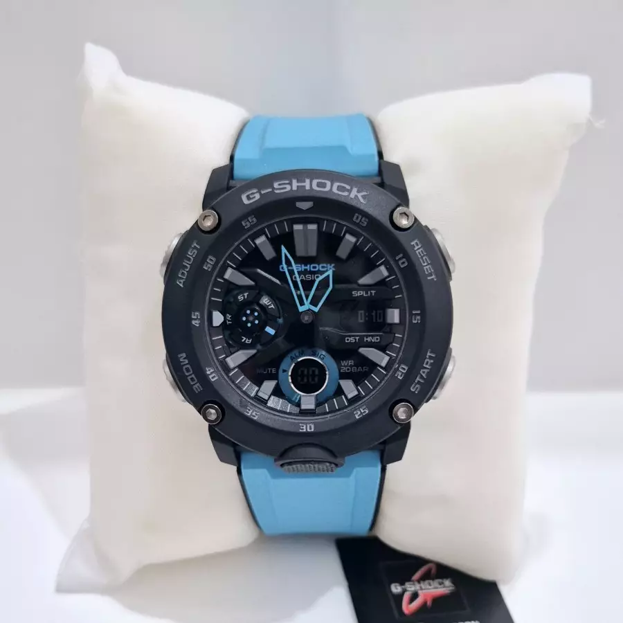 Casio G-Shock GA-2000-1A2DR Hitam Karet Biru Cowok