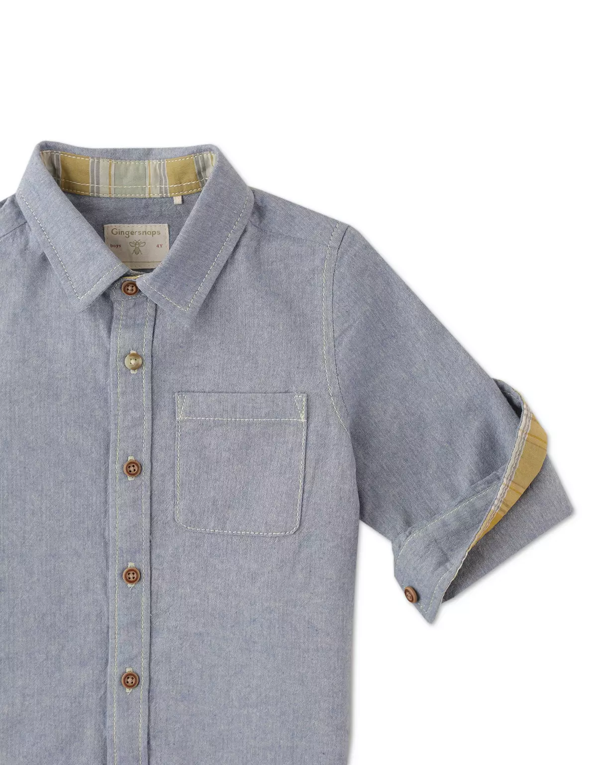 Gingersnaps The Hippie Patch Woven Shirt - Kemeja Anak Laki (Biru)