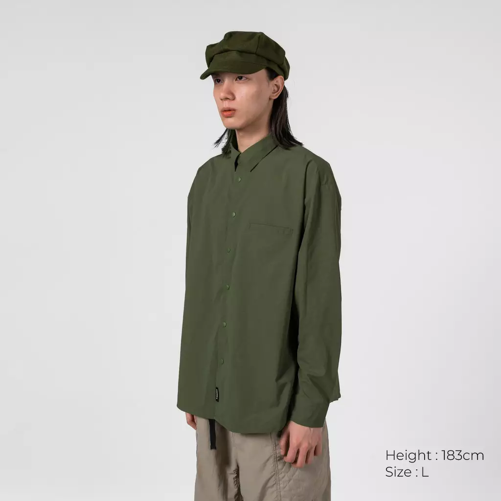 Kemeja Bodypack Pierce Oversize Boxy Long Sleeve Shirt - Olive