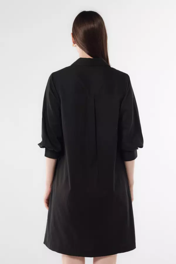 MINIMAL - Oussa - Dress Lengan Balon - Black Colour Black