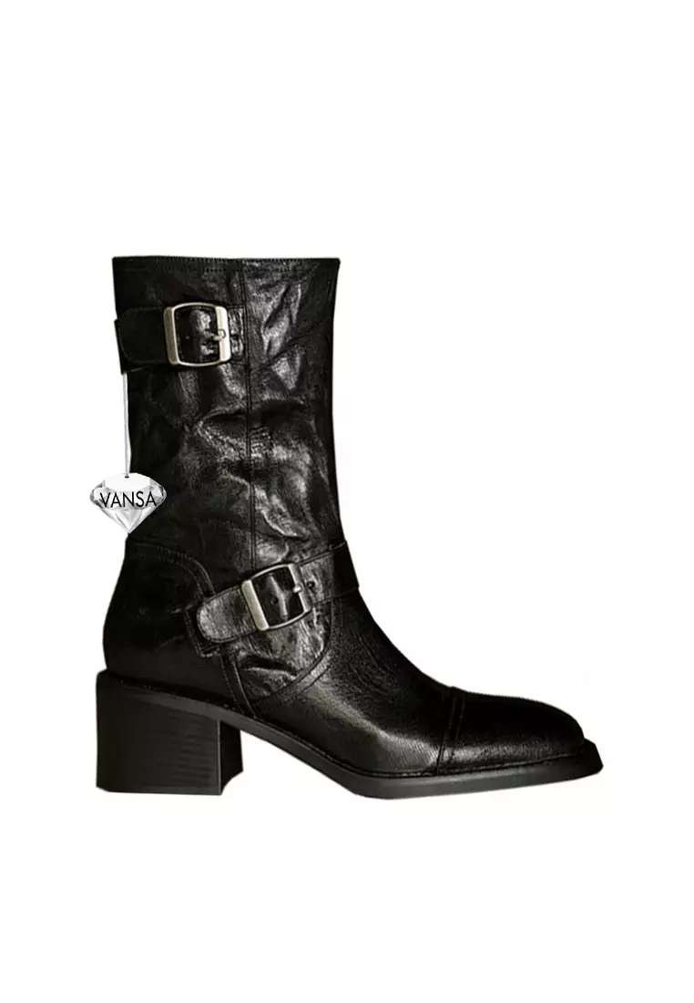Discount on Twenty Eight Shoes  shoes - SKU: VANSA Fashionable Top Layer Sheepskin Martin Boots VSW-B-156