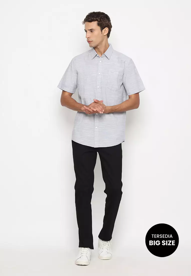 RBJ Kemeja Polos Cotton Abu Regular Fit Big Size