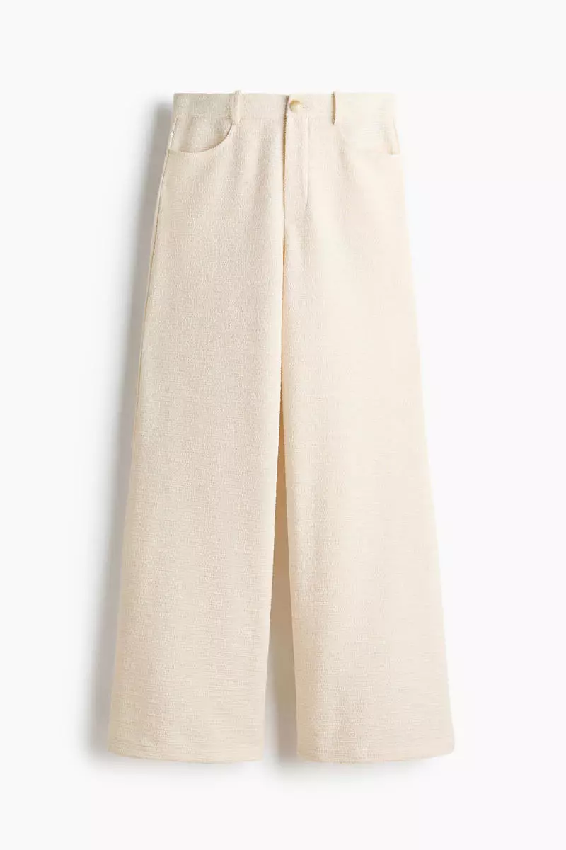 Wide bouclé trousers