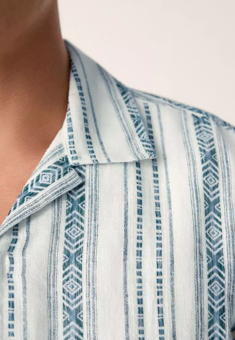 Short Sleeve Textured Stripe Shirt