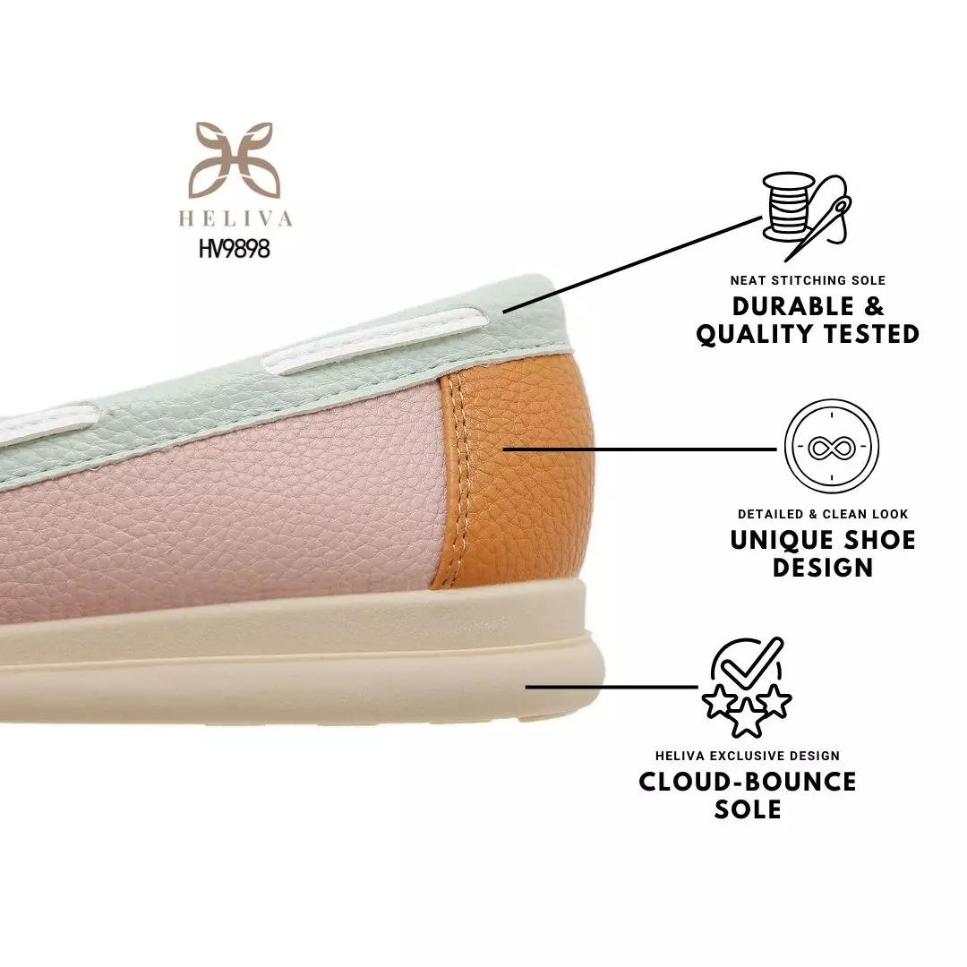 Heliva Miruna Colorblock Moccasin Loafers with Bow Accent HV9898