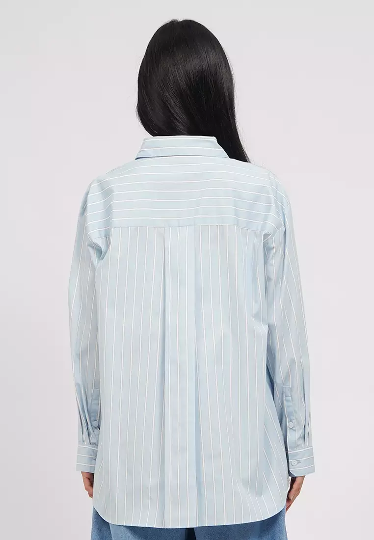 Oversized Long Sleeves Stripes Shirt