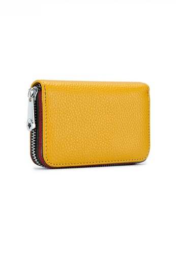 HAPPY FRIDAYS yellow Full Grain Leather RFID Security Zip Wallet JW AN-7358 F67A2AC3C4829DGS_1