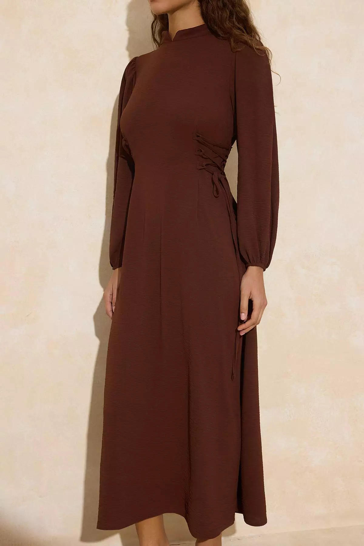 Brown Hakim Yaka Beli Britli Aerobin Woven Dress Tctss25Eb00082