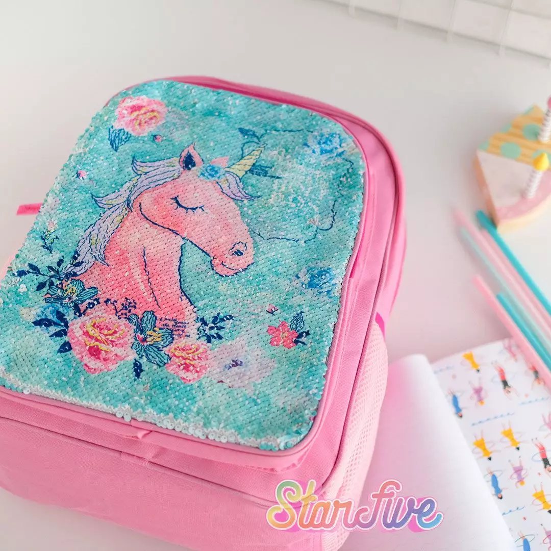 TAS SEKOLAH BACKPACK BISA GANTI GAMBAR STARFIVE - UNICORN PINK