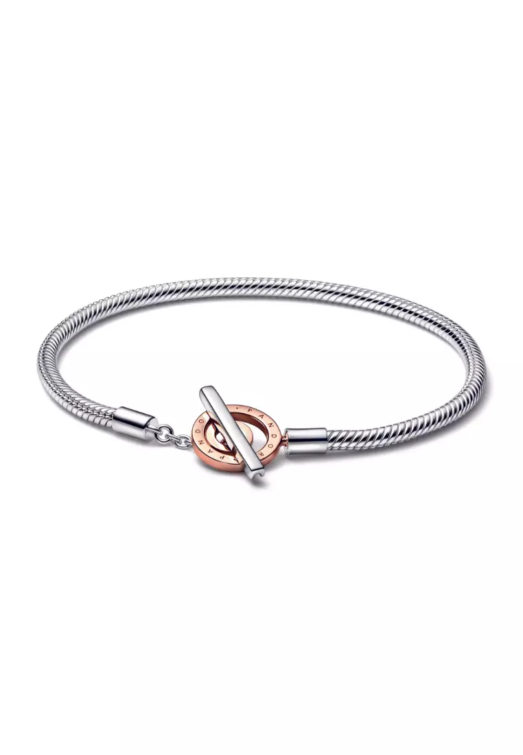 Buy Pandora Moments Two-tone Logo T-Bar Snake Chain Bracelet 2025