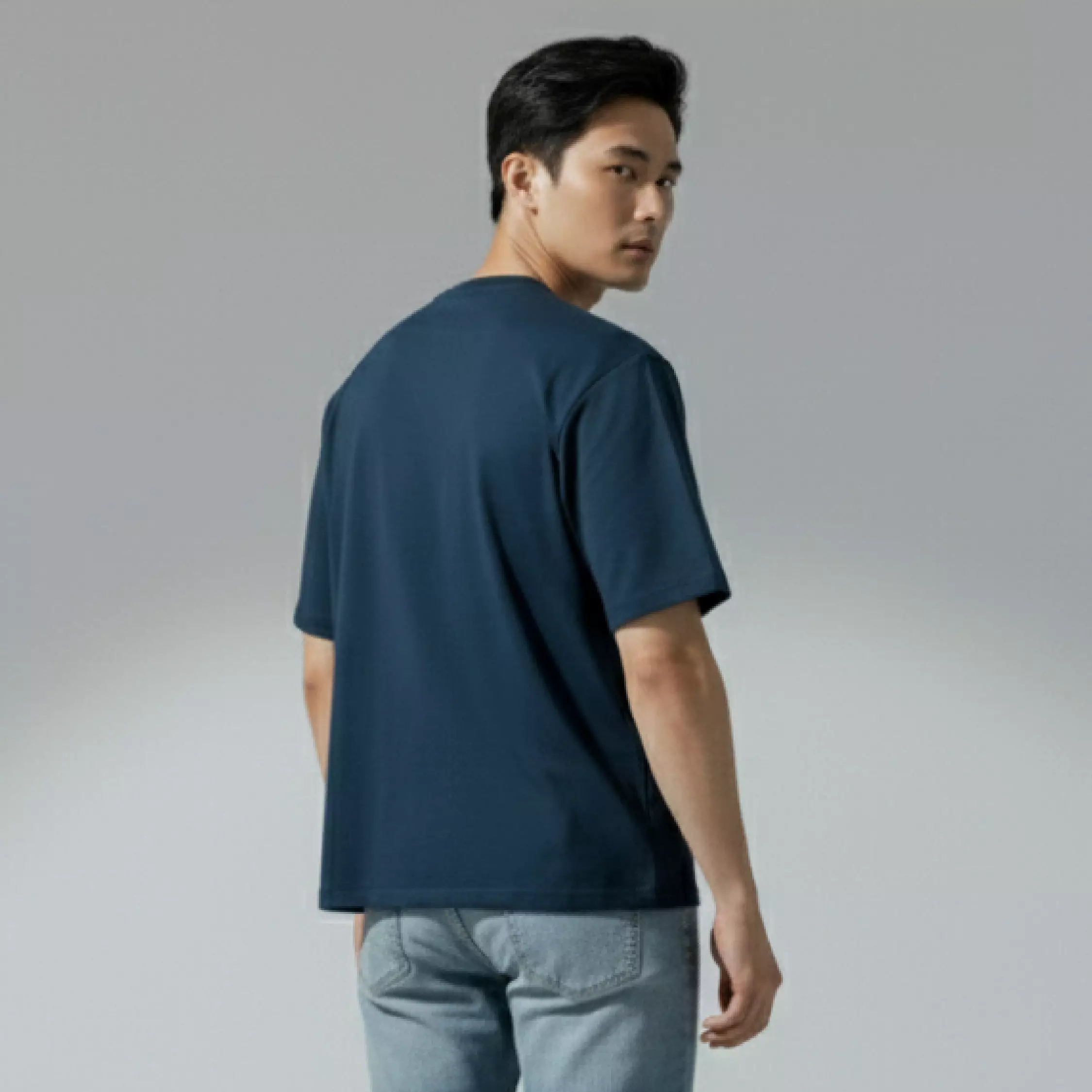 Kale Evan Dark Blue / Cotton Cloudy / Kaos Boxy Fit / Kaos Korea / Atasan Kaos Pria / Kaos Basic Pria