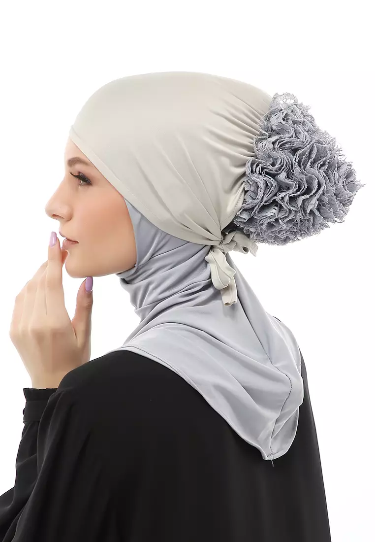 Irna Inner Ciput Muslimah Wanita Motif Polos Relaxed Fit - Grey